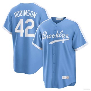 เสื้อคาร์ดิแกนเบสบอล ทรงหลวม ลาย Brooklyn Dodgers Jackie Robinson Jersey พลัสไซซ์ 2023