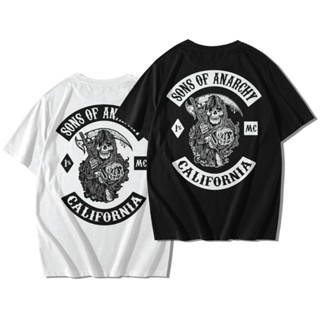 การออกแบบเดิมเสื้อยืด SONS OF ANARCHY แขนสั้นคอกลม Cotton 100% สกรีนลาย