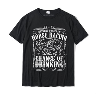 เสื้อยืด ผ้าฝ้าย พิมพ์ลาย Forecast Horse Racing Chance of Drinking Derby ขนาดใหญ่ สําหรับผู้ชาย