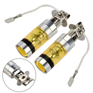 ⚡READYSTOCK⚡LED Lights Yellow 12-24V Aluminum Alloy 4300K 2pcs H3 100W Super Bright