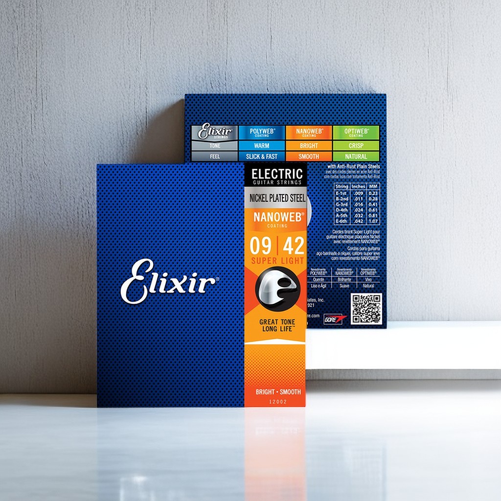 Elixir สายกีตาร์ไฟฟ้า ชุบนิกเกิล 12002 09-42 ทนทาน อุปกรณ์เสริม สําหรับคนรักดนตรี