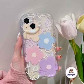 เคสโทรศัพท์มือถือ TPU นิ่ม กันกระแทก ลายดอกไม้ หลากสี สําหรับ IPhone 11 14 Pro Max IP 13 Pro 12 Pro Max