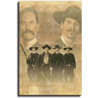 โปสเตอร์ผ้าใบ พิมพ์ลายภาพยนตร์ Tombstone สไตล์ตะวันตก คาวบอย สําหรับตกแต่งบ้าน