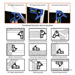 Fol ไม้บรรทัดวัดมุม ทรงสี่เหลี่ยม ปรับระดับได้ สําหรับช่างไม้