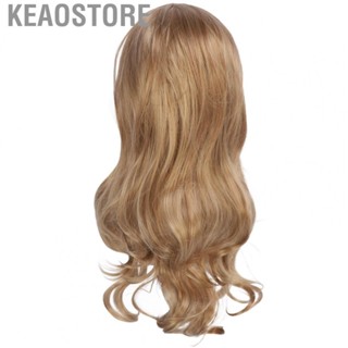 Keaostore Golden Long Curly Hair  Wavy Wig Soft Synthetic Fake Styling for Daily Life Female