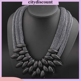 &lt;citydiscount&gt; สร้อยคอโชคเกอร์ แบบถัก หลายชั้น จี้รูปใบไม้ สําหรับงานปาร์ตี้