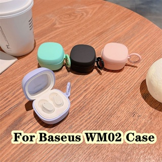 พร้อมส่ง! สําหรับ Baseus WM02 เคสสีเรียบง่าย สําหรับ Baseus WM02 เคสหูฟัง แบบนิ่ม