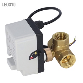 Leo310 DN20 บอลวาล์ว 3 ทาง สาย 2 ควบคุมทองเหลืองบอลวาล์วมอเตอร์ AC 220V 3/4in หญิงด้าย