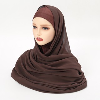 Tudung ผ้าพันคอฮิญาบ ผ้าชีฟอง แบบเรียบง่าย