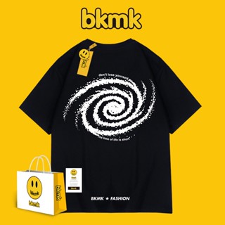 Bkmk เสื้อยืดแขนสั้น ทรงหลวม โอเวอร์ไซซ์ สไตล์อเมริกัน สตรีท ฤดูร้อน สําหรับผู้ชาย