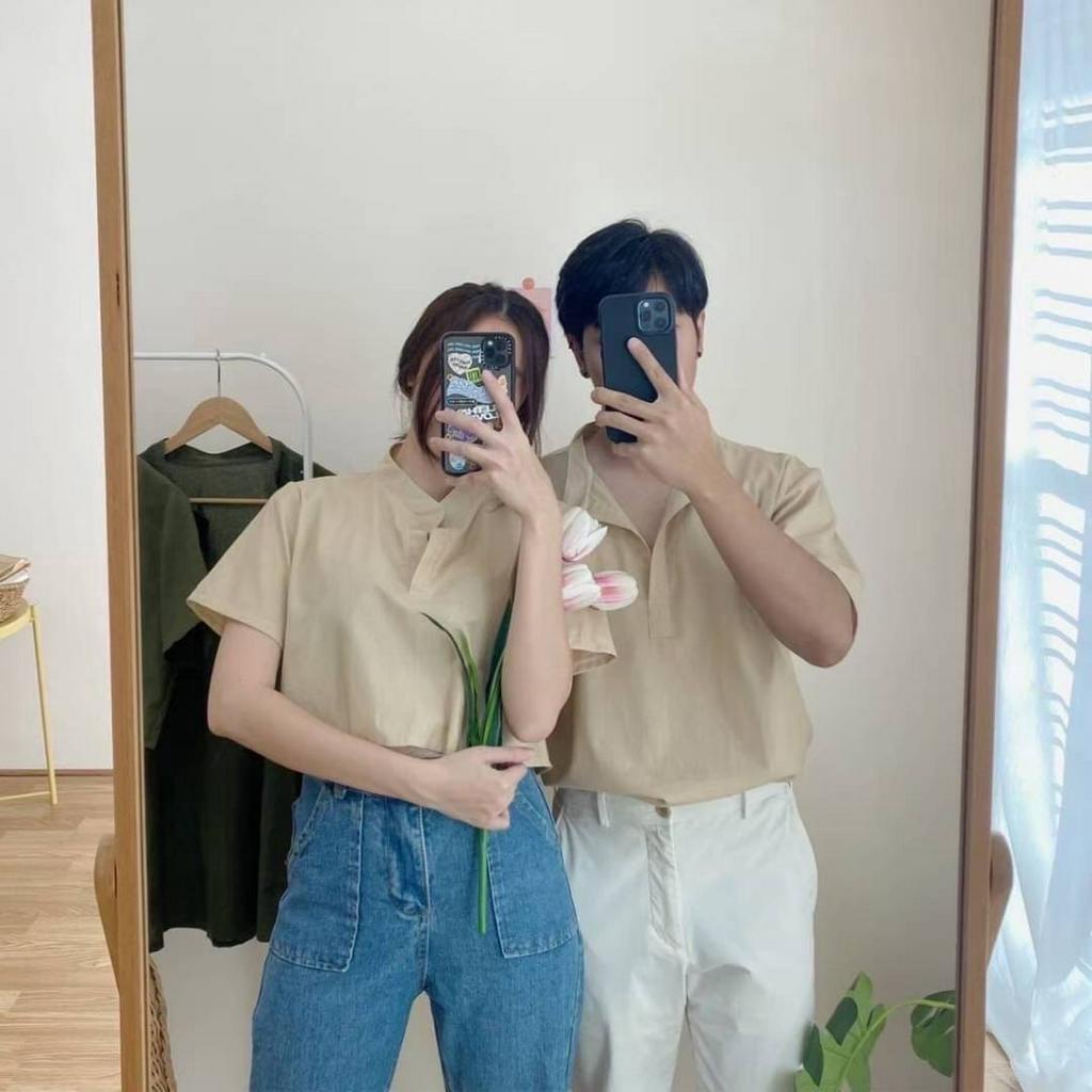 BKL พร้อมส่งในไทย CP0803 คู่คอจีน เสื้อเชิ้ตคู่ทรงคอจีน ผ้าฝ้ายลินินใส่สบายมากๆค่ะ เสื้อผู้หญิงจะเป็