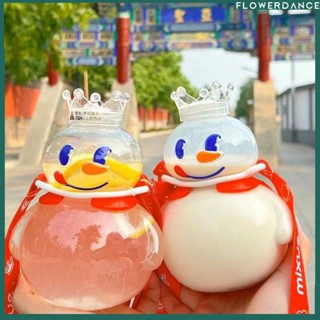 700ml Mixue Water Bottle Snow King Dun Dun Bucket Lemon Cup Bubble Tea Bucket Snow King Head Barrel Cute Large Capacity Milk Tea Cup Summer Water Cup flower