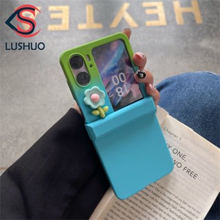 Lushuo เคสโทรศัพท์มือถือ PC ลายดอกไม้น่ารัก 3D เรียบง่าย พร้อมบานพับ สําหรับ OPPO Find N2 findn2