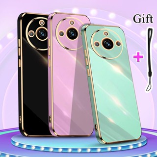 เคสโทรศัพท์มือถือซิลิโคน TPU แบบนิ่ม ชุบไฟฟ้า ขอบตรง สําหรับ Realme 11 Pro Realme 11 Pro Plus