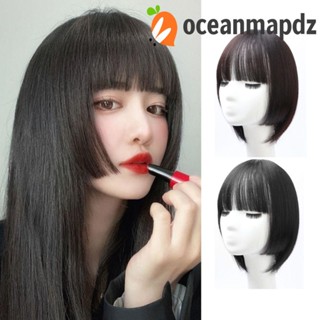 OCEANMAPDZ วิกผมหน้าม้าเจ้าหญิง วิกผมสังเคราะห์ สีดํา เพิ่มวอลลุ่ม ดูเป็นธรรมชาติ สําหรับผู้หญิง