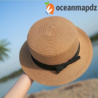 OCEANMAPDZ หมวกฟางกันแดด แฮนด์เมด สไตล์อังกฤษ เหมาะกับเดินชายหาดกลางแจ้ง