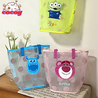 cocoy Cod Flocking Mesh Handbag Tote Bag Wash Bag Ins Simple And Cute Portable Strawberry Bear Large Capacity Beach Bag