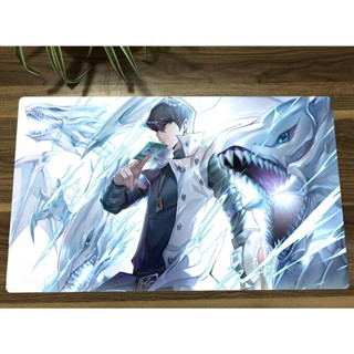 Yu-gi-oh! Playmat Kaiba Seto &amp; Blue-eyes White Dragon CCG TCG แผ่นรองเมาส์เกมมิ่ง