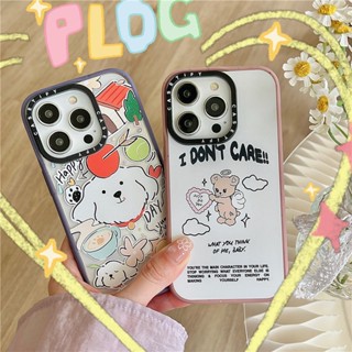 Casetify【หมีนางฟ้า】เคสโทรศัพท์มือถืออะคริลิค กันกระแทก ลายดอกกุหลาบแห้ง สําหรับ iPhone 11 12 13 14 Pro Max