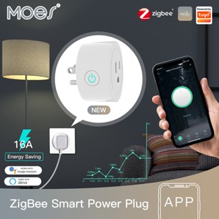 Moes Zigbee Tuya ซ็อกเก็ตปลั๊กไฟไร้สาย 16A อัจฉริยะ ควบคุมพลังงาน Alexa Google US