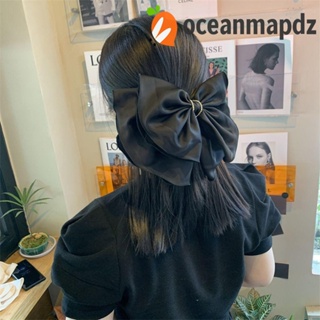 OCEANMAPDZ กิ๊บติดผมหางม้า ประดับโบว์ ขนาดใหญ่ สีพื้น สไตล์วินเทจ สําหรับผู้หญิง