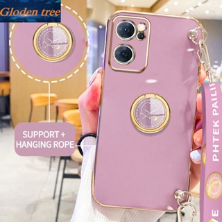 เคสโทรศัพท์มือถือ ลายต้นไม้ Gloden พร้อมขาตั้ง และสายคล้อง สําหรับ OPPO A57 A77 5G 2022 Realme Q5i V23 5G Realme Narzo 50 5G K10 5G