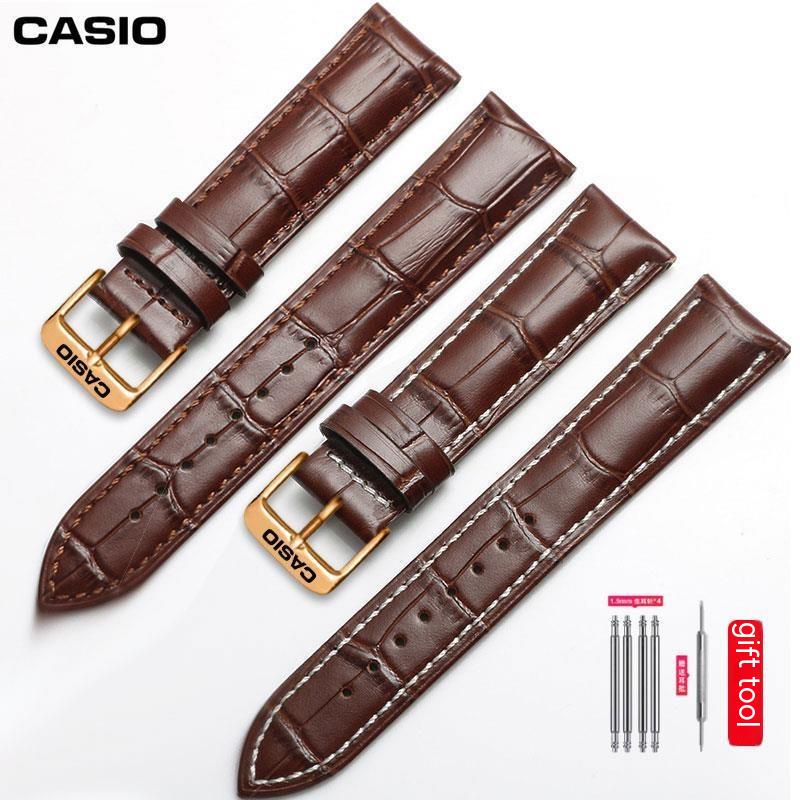 Casio CASIO สายนาฬิกาข้อมือหนังแท้ สําหรับ MTP1375 1183 1303 1370 1384
