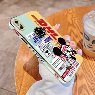 เคสไอโฟน iPhone 6 6S 7 8 Plus X XR XS MAX นิ่ม ขอบสี่เหลี่ยม ฉลากด่วน ลายมิกกี้ เคส หรูหรา เคสโทรศัพท์ นิ่ม