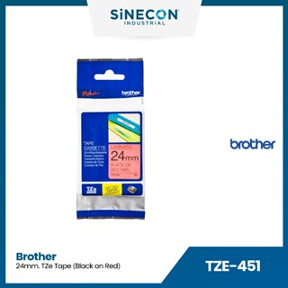 Brother บราเดอร์ TZE-451 เทปพิมพ์อักษร ดำ/แดง แบบเคลือบพลาสติก TZE ขนาด 24mm. สำหรับเครื่องพิมพ์ฉลาก