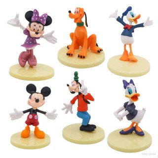 Hobby ตุ๊กตาฟิกเกอร์ Mickey Minnie Donald Daisy Duck Goofy Pluto ของเล่นสําหรับเด็ก 6 ชิ้น