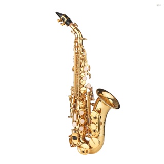 Yohi Bb Soprano Saxophone Gold Lacquer แซ็กโซโฟนทองเหลือง พร้อมเคสเครื่องดนตรี ปากเป่า สายคล้องคอ ผ้าทําความสะอาด แปรงสําหรับผู้เริ่มต้นนักดนตรี