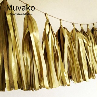 MUVAKO แบนเนอร์พู่กระดาษ สีโรสโกลด์ ชมพู ฟ้า ขาว 13.78 นิ้ว สําหรับแขวนตกแต่งงานแต่งงาน งานหมั้น 30 ชิ้น