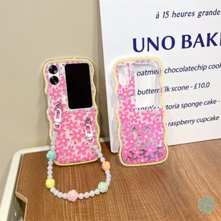  Oppo Find N2 เคสฝาพับ กุหลาบ ดอกไม้ ที่มีสีสัน สร้อยข้อมือ โซ่ข้อมือ ใส นิ่ม เคสซิลิโคน ขอบคลื่น กันกระแทก เคสโทรศัพท์ เด็กผู้หญิง ป้องกัน เคสด้านหลัง