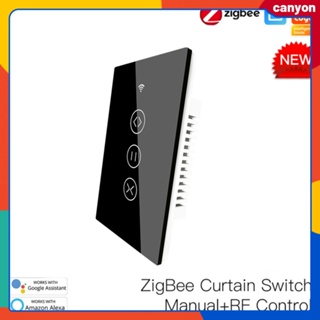 Tuya Zigbee Rf Smart Touch Curtain Switch ม่านม้วน รีเลย์ควบคุมชัตเตอร์แบบไร้สาย Smart App Remote Control Hands-free Voice Control canyon
