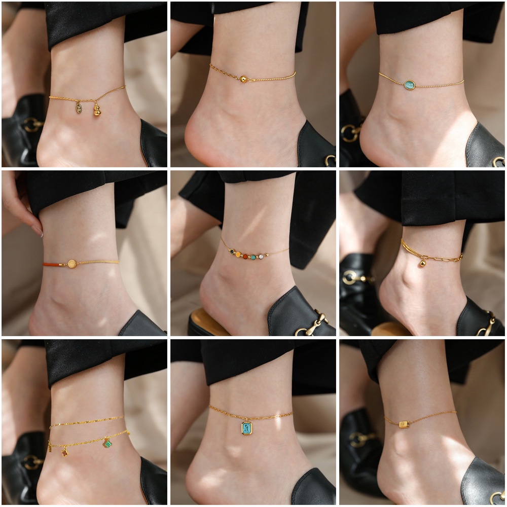 สร้อยข้อเท้า เหล็กไทเทเนียม เรียบง่าย ฤดูร้อน ขั้นสูง สร้อยข้อเท้า สีสัน แฟชั่น รัก สร้อยข้อเท้า ของขวัญ อุปกรณ์เสริม