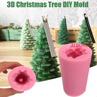 ALISONDZ แม่พิมพ์ซิลิโคน รูปต้นคริสต์มาส 3D สําหรับทําเทียน DIY