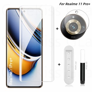 สําหรับ Realme 11 10 Pro Plus กระจก กาวเต็ม โค้ง ป้องกันหน้าจอ เลนส์กล้อง ฟิล์มกระจกนิรภัย HD