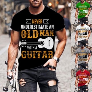 เสื้อยืดลําลอง แขนสั้น คอกลม พิมพ์ลาย Never Underestimate An Old Man 3D สไตล์ฮาราจูกุ เรโทร แฟชั่นฤดูร้อน สําหรับผู้ชาย XS-5XL