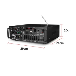 เครื่องขยายเสียง 2000W 12V / 220V 2ช่องบลูทูธEQ Equalizerเครื่องขยายเสียงสเตอริโอHifiวิทยุFM USB 4ไมโครโฟนรีโมทคอนโทรล