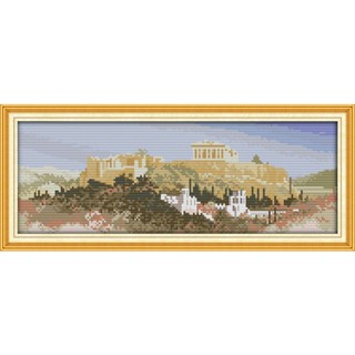 Joy Sunday ชุดปักครอสสติตช์ ปักครอสสติตช์ ลาย Ktis DMC DIY -The Acropolis In Athens, Greece