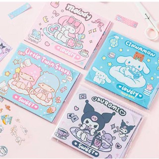 ใหม่ Sanrio mymelody Kuromi Cinnamoroll Little Twin Stars กระดาษโน้ตมีกาว สําหรับตกแต่งสมุดไดอารี่ เครื่องเขียน สมุดภาพ