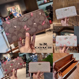 ACCORDION ZIP WALLET IN SIGNATURE CANVAS COAC H รบกวนเชคสต๊อกก่อนสั่งจ้า