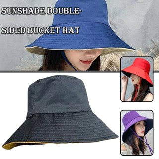 New 1pc Ladies Reversible Wide Brim Bucket Sun Hat Foldable Summer Fisherman-Cap