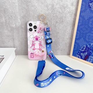 Yiki|เคสโทรศัพท์มือถือ TPU แบบนิ่ม ลายการ์ตูน Stitch พร้อมสายคล้อง และตุ๊กตา สําหรับ Samsung M53 M52 M51 M42 M32 M31S M31 M13 M12 M11 M21
