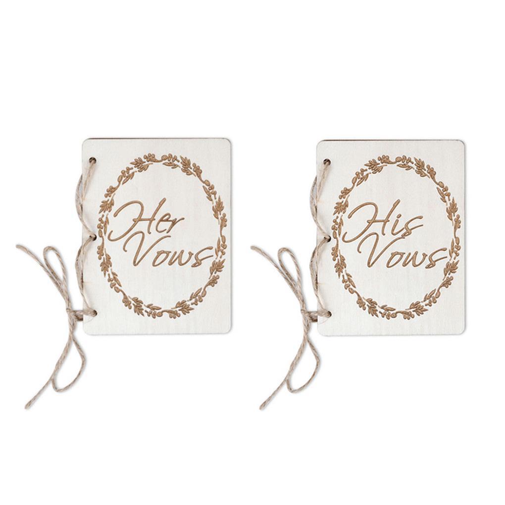 2 ชิ้นเจ้าสาวเจ้าบ่าวไม้ple Design Vow Booklet งานแต่งงานหมั้น Vows หนังสือการถ่ายภาพตกแต่ง Prop Oat