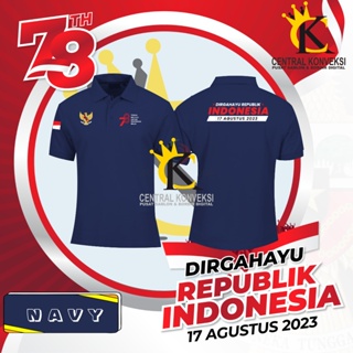 ใหม่ เสื้อยืดโปโล แขนสั้น พิมพ์ลายครบรอบ 78 ปี RI 08 สไตล์อินโดนีเซีย 78 ปี 5.1