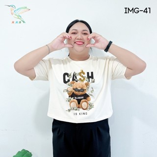 6000-IMG-41# 6 สี เสื้อครอป 6XL ไซส์จั้มโบ้ ลายหมี CASH