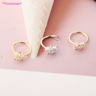 Purelove&gt; ใหม่ จิวจมูก รูปดอกไม้ ประดับคริสตัล