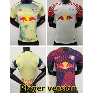 เสื้อกีฬาแขนสั้น ลายทีมฟุตบอล Leipzig Red Bull ชุดเหย้า สีเหลือง สําหรับผู้ใหญ่ 23-24