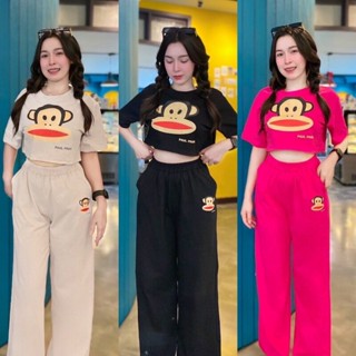 CC 18749 ชุดเซทเสื้อครอป ทรงoversize  ชุดสาวอวบ ใส่เที่ยว ไปทะเล (ฟรีไซส์ M+/L อก 40-46 เอว22-40 สพ40-46)